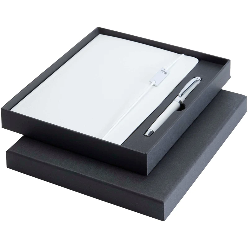 Set con blocco note formato A5 con copertina rigida e penna roller Legato Elegance
