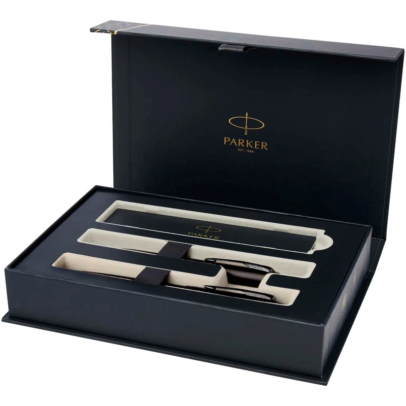 Parker set penna a sfera e penna roller acromatiche in confezione regalo IM (inchiostro nero/blu)
