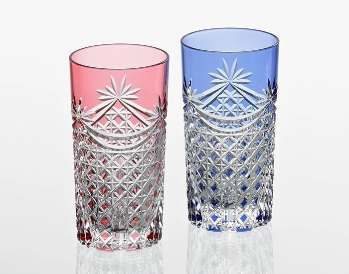 Kagami křišťálové sklo Edo Kiriko, červenomodré TPS369-2835-AB