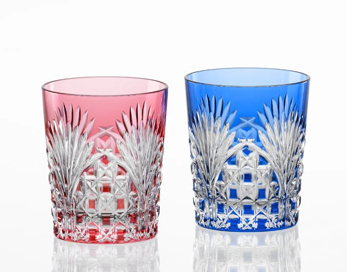 Kagami křišťálové sklo Edo Kiriko, červenomodré TPS370-2943-AB