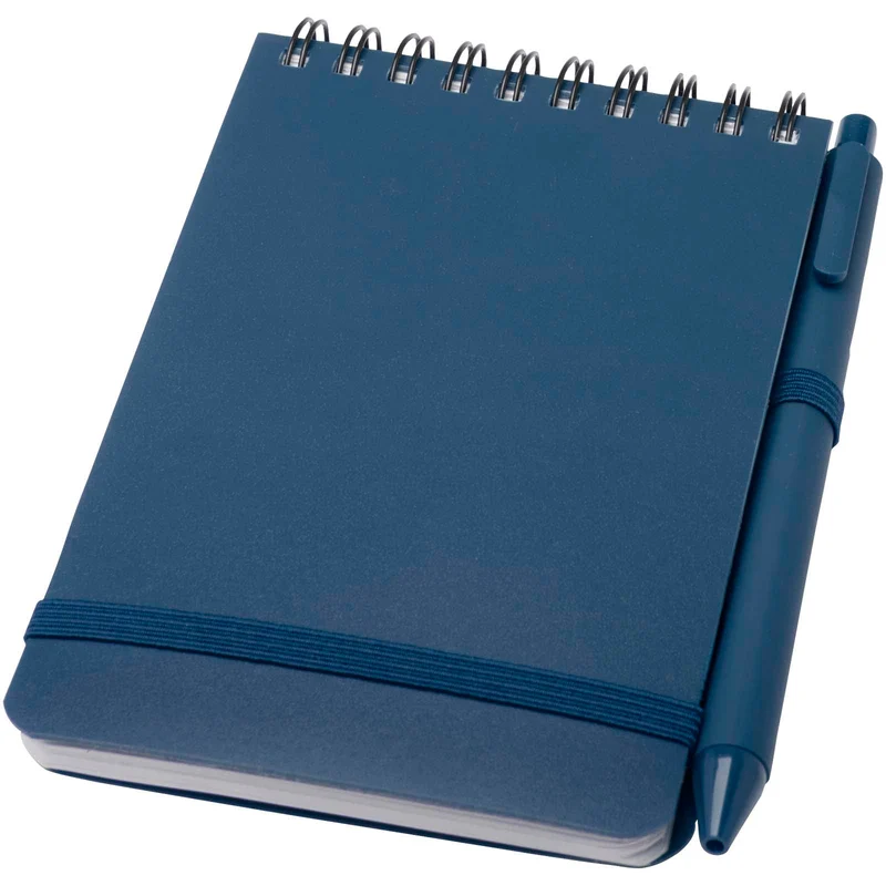 Blocco note formato A6 con copertina rigida in plastica recuperata in prossimità degli oceani e penna a sfera Thalaasa (inchi