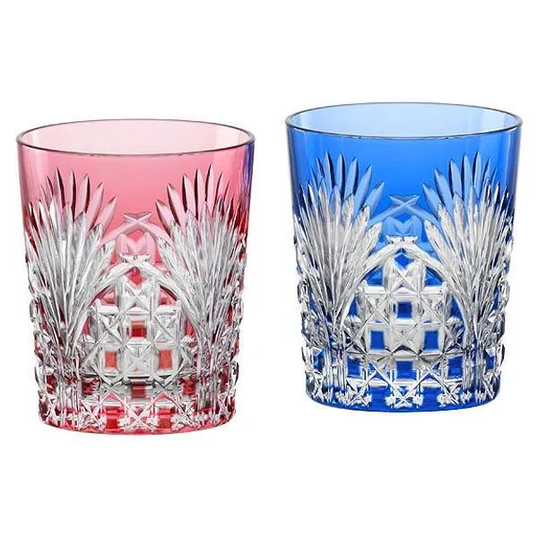 Kagami křišťálové sklo Edo Kiriko, červenomodré TPS370-2943-AB