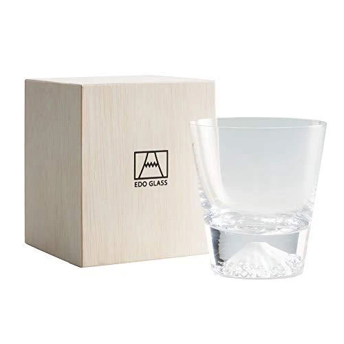 Sklo Tajima Glass Edo Glass Mt. Fuji Rocks čiré v dřevěné krabičce