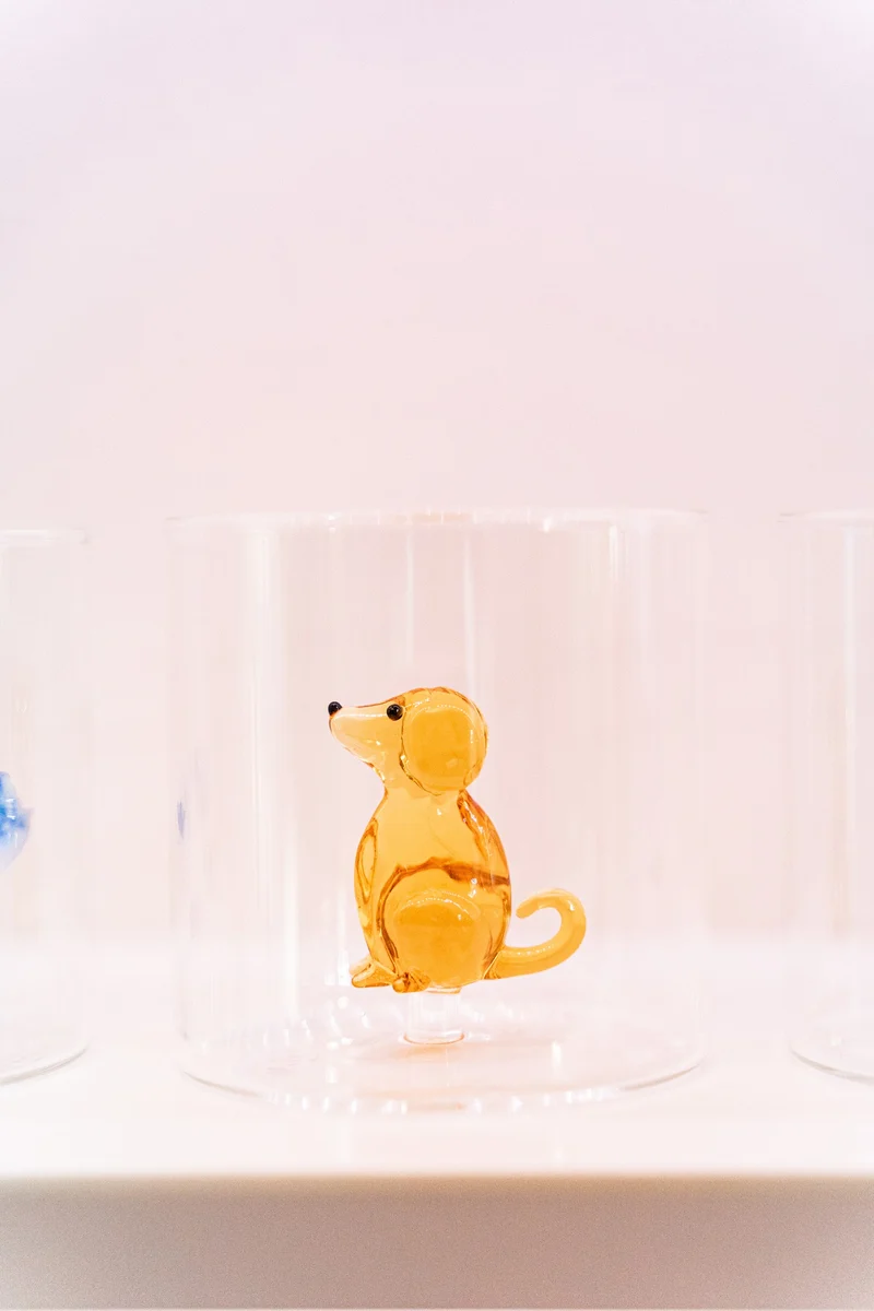 Bicchiere in vetro borosilicato con soggetto cane