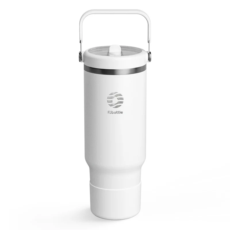40 oz Stainless Steel Tumbler with Flip Straw and Handle