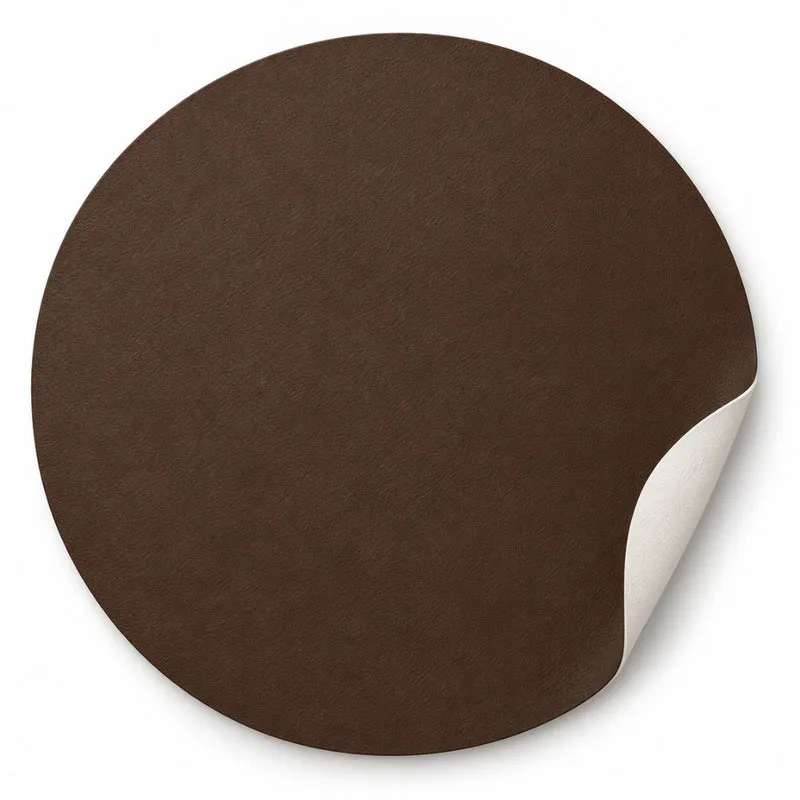 Set 6 Sottopiatti Tondi Similpelle | Brown - White