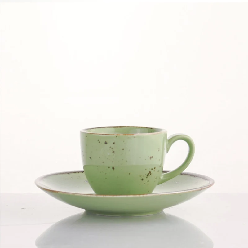 Set 6 Tazzine da Caffè in Porcellana con Piattino | Cottage Green