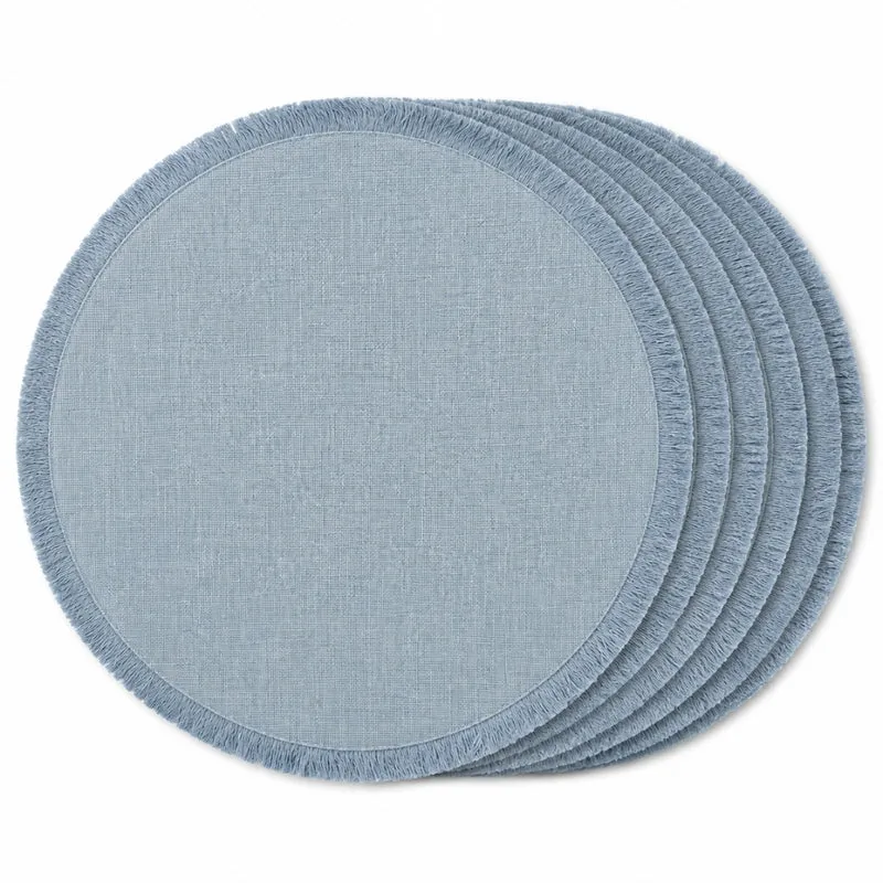 Set 6 Sottopiatti - Tovagliette con Frange | Denim
