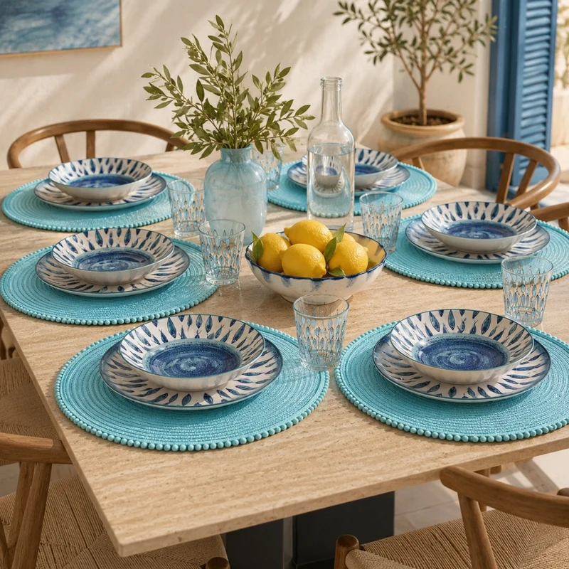 Set 6 Sottopiatti - Tovagliette tonde Pon Pon | Tiffany
