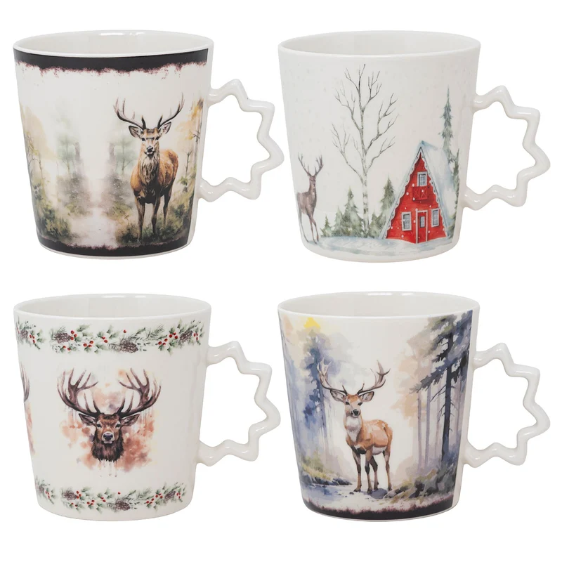 Set 4 Tazze 250 ml – Cervi | Incanto d’Inverno