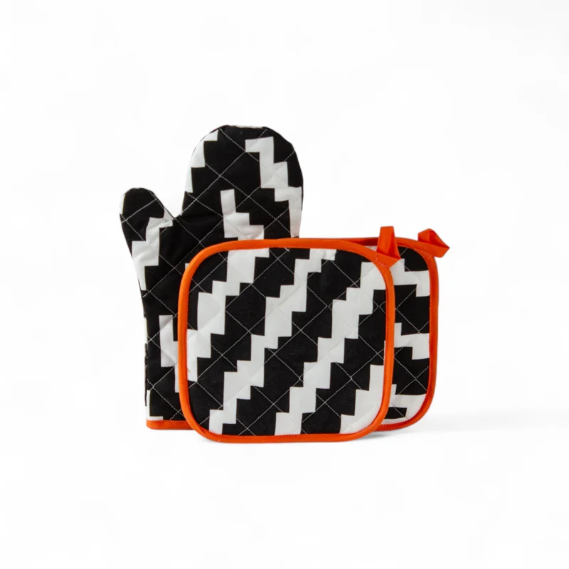 3-piece kitchen set: oven mitt and pot holders - OPTICAL