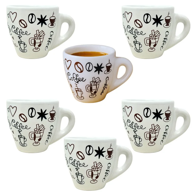 Set 6 Tazzine da Caffè in Porcellana Decorata - 60 ML | Gusto e Stile in Ogni Sorso