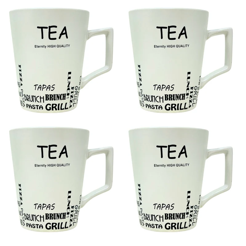 Set di 4 Tazze in Porcellana 300ml | Eleganza e Praticità per Ogni Occasione