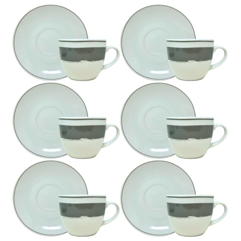 Set 6 Tazzine Caffè con Piattino - Manta | Eleganza in Porcellana