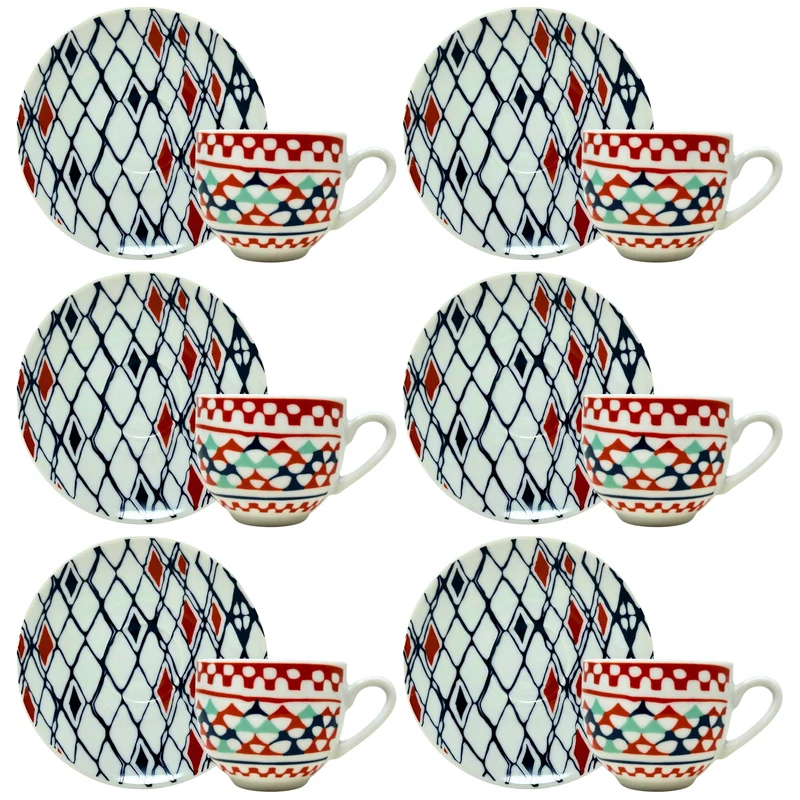 Set 6 Tazzine Caffè con Piattino - Goji | Design Vivace e Colorato