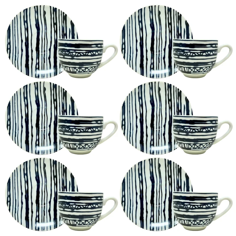 Set 6 Tazzine Caffè con Piattino - Acai | Eleganza in Porcellana