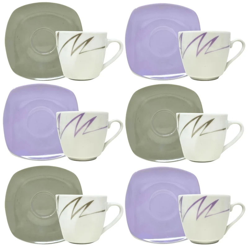 Set 6 Tazzine Caffè con Piattino - Tahin | Eleganza in Porcellana