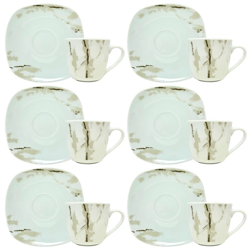 Set 6 Tazzine Caffè con Piattino - Hummus | Eleganza in Porcellana