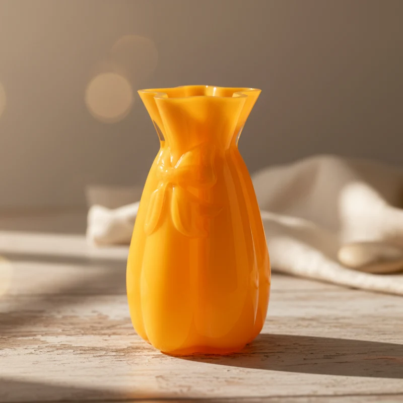 Vaso in Vetro Arancione con Fiocco - Collezione Colore Mandorle