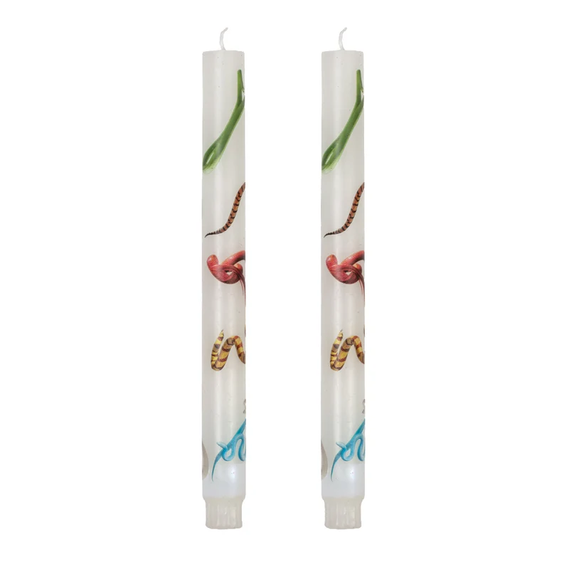 TOILETPAPER Set of 2 Stem Candles SNAKES WHITE