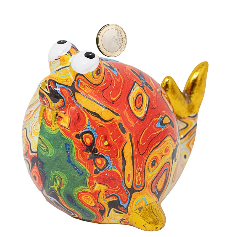 NAMAI - Salvadanaio Originale 18 CM x 12 CM, Materiale in Dolomite Resistente, Apribile, Colori Vivaci, Salvadanaio Simpatico, Idea Regalo (Rosso)
