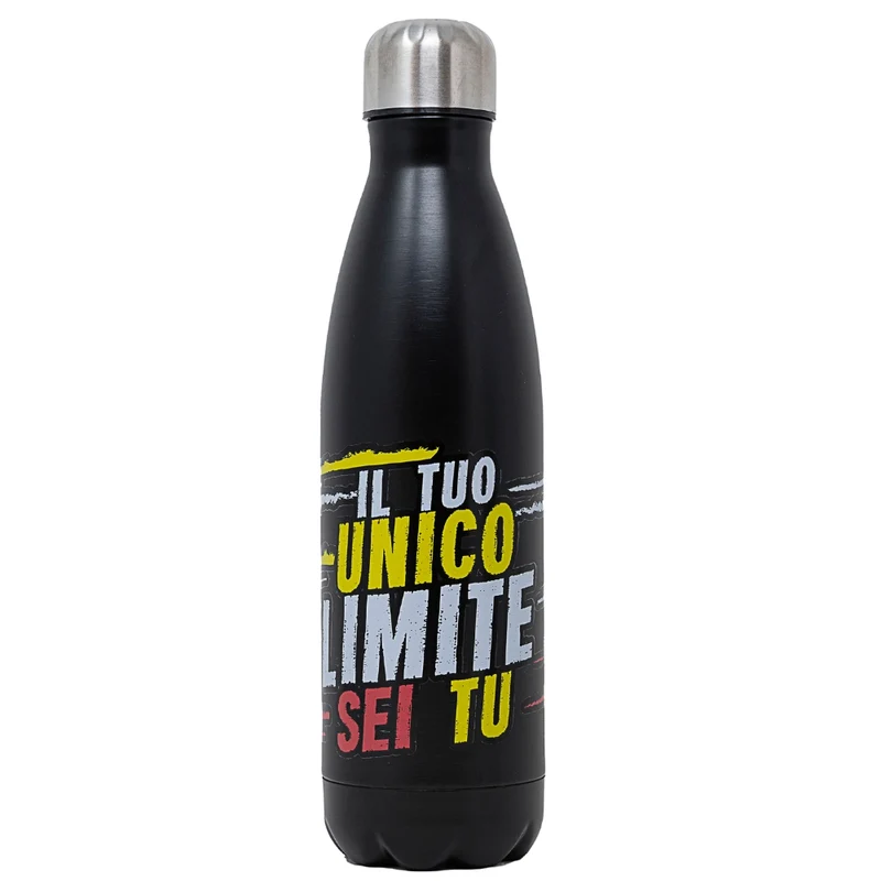 NAMAI - Borraccia Termica 500 ML, Acciaio Inox, Adatta In Lavastoviglie, Chiusura Ermetica Sicura, Stile e Benessere, Bottiglia Termica, Idea Regalo (Nera)