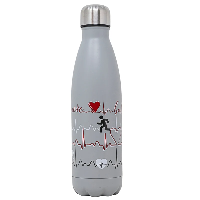 NAMAI - Borraccia Termica 500 ML, Acciaio Inox, Adatta In Lavastoviglie, Chiusura Ermetica Sicura, Stile e Benessere, Bottiglia Termica, Idea Regalo (Grigia)