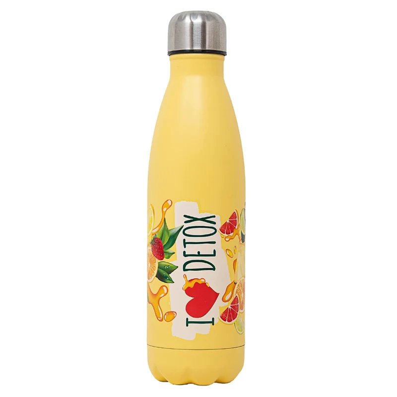 NAMAI - Borraccia Termica 500 ML, Acciaio Inox, Adatta In Lavastoviglie, Chiusura Ermetica Sicura, Stile e Benessere, Bottiglia Termica, Idea Regalo (Gialla)