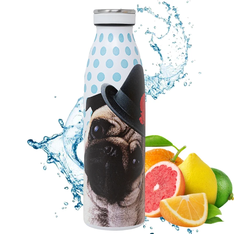 NAMAI - Borraccia Termica 500 ML, Acciaio Inox, Adatta In Lavastoviglie, Chiusura Ermetica Sicura, Stile e Benessere, Bottiglia Termica, Idea Regalo (Carlino)