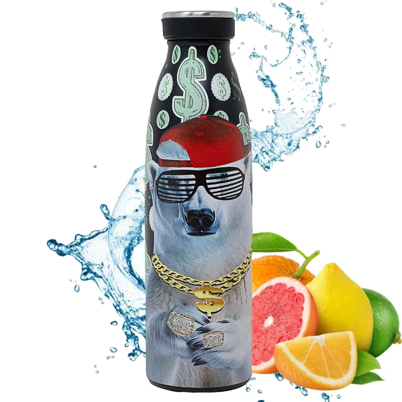 NAMAI - Borraccia Termica 500 ML, Acciaio Inox, Adatta In Lavastoviglie, Chiusura Ermetica Sicura, Stile e Benessere, Bottiglia Termica, Idea Regalo (Cane)