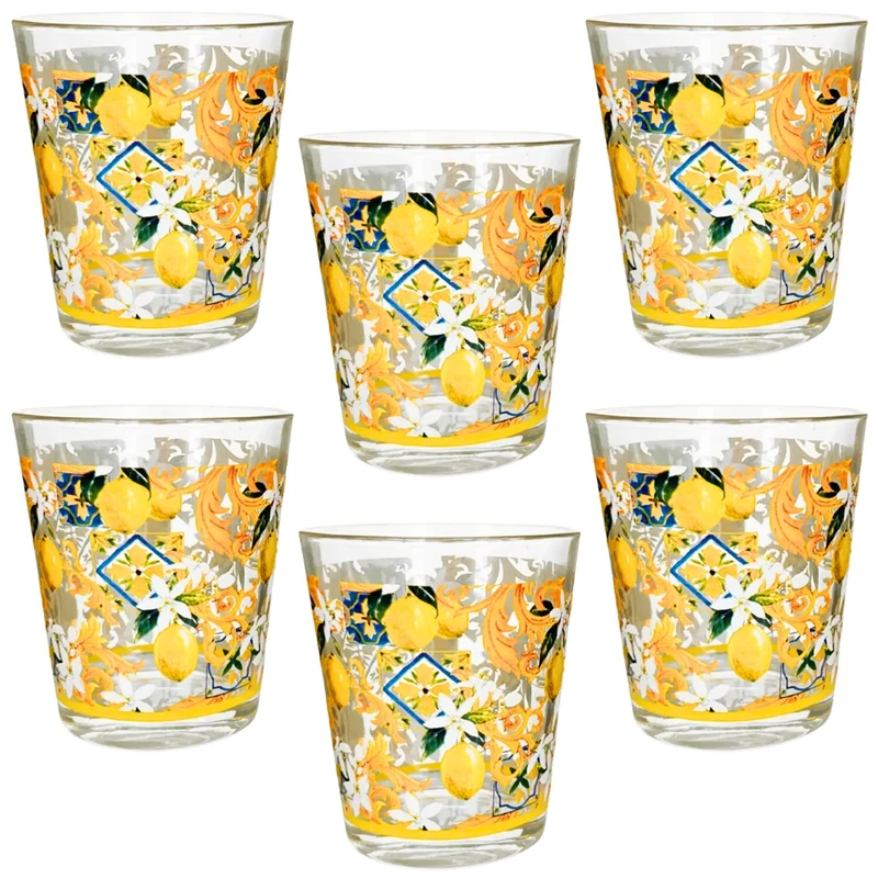Set 6 Bicchieri in Vetro Lemon – 325 ML | Stile Amalfitano e Freschezza a Tavola