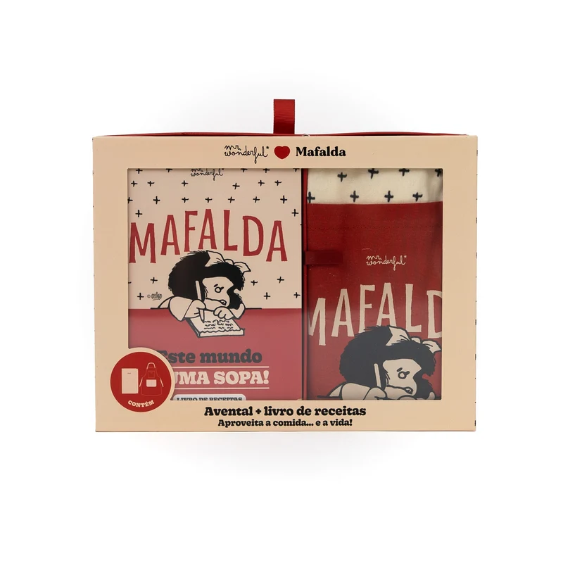 Conjunto de avental + livro de receitas Mafalda - Este mundo é uma sopa!