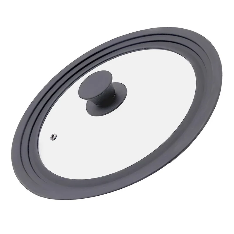 Coperchio Universale per Pentole – Vetro Temperato con Bordo in Silicone | Grigio