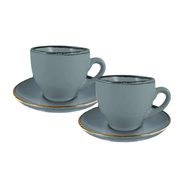 Set 2 Tazze Colazione con Piattino - Tazze tè | Tabacco
