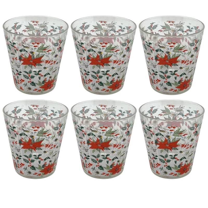 Set 6 Bicchieri Natalizi- Bicchieri Acqua Vetro- 27CL- Bicchieri Colorati Acqua (VISCHIO)