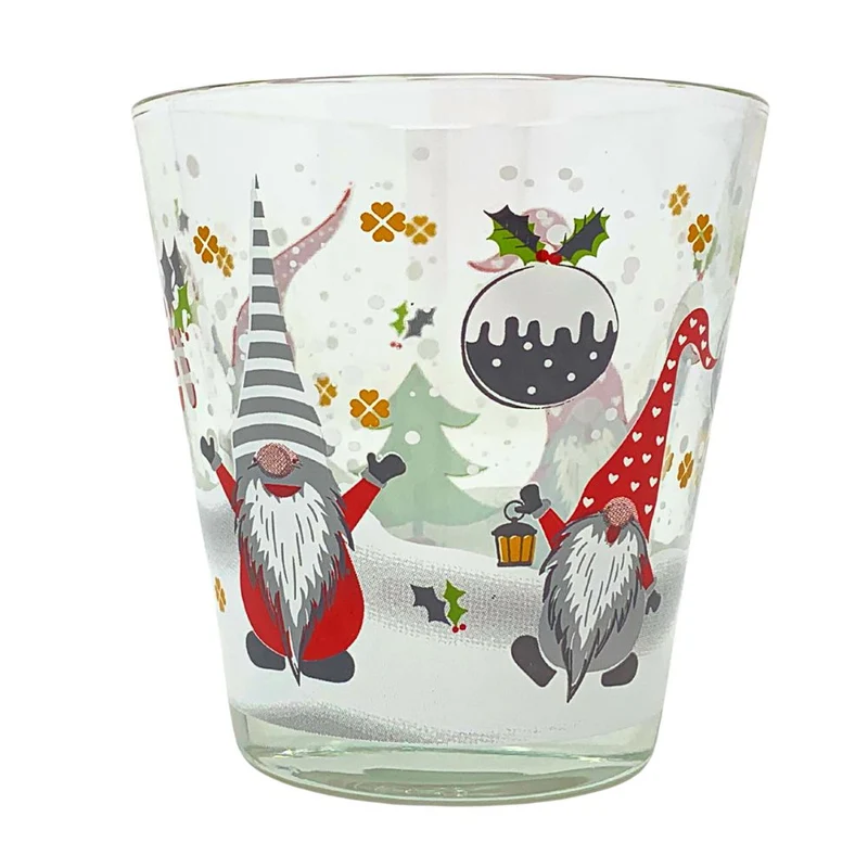 Set 6 Bicchieri Natalizi- Bicchieri Acqua Vetro- 27CL- Bicchieri Colorati Acqua (GNOMI)