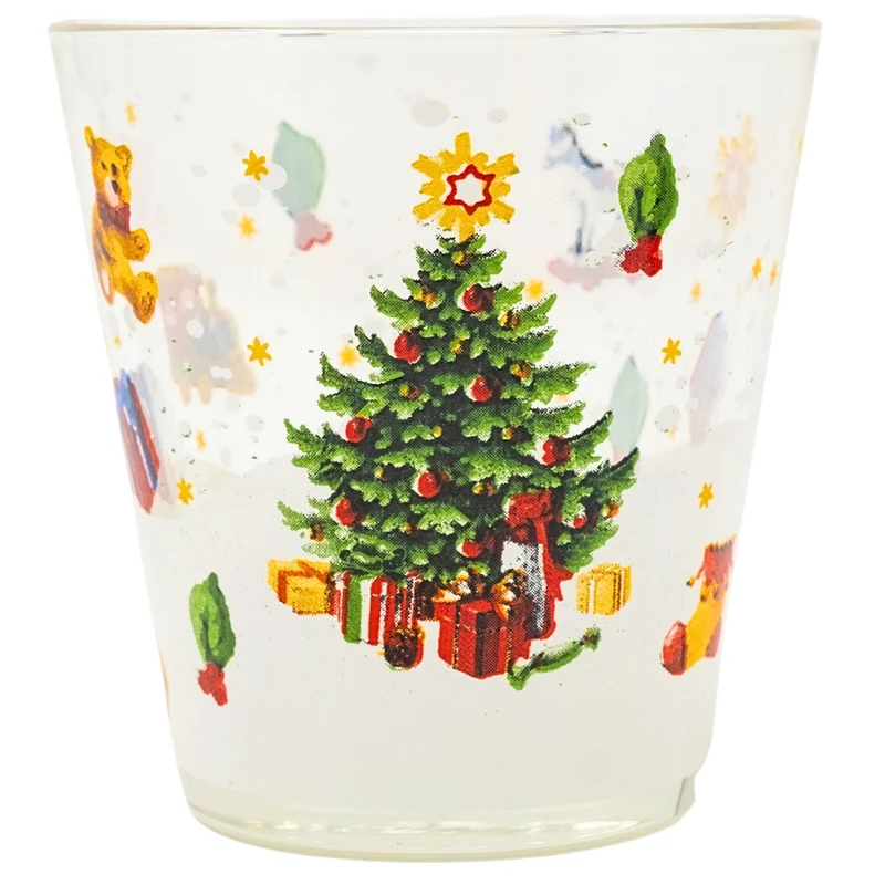 Set 6 Bicchieri Natalizi- Bicchieri Acqua Vetro- 27CL- Bicchieri Colorati Acqua (ALBERO)