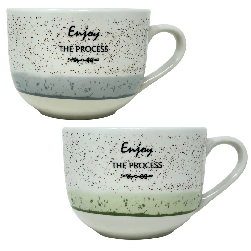 Set 2 Tazze da Colazione 450 ml | Messaggi Positivi e Design Fresco
