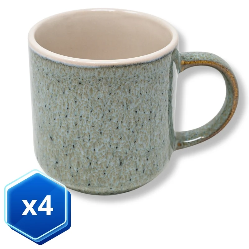 Set 4 Tazze Colazione 350 ml - Aqua | Eleganza e Colore in Porcellana