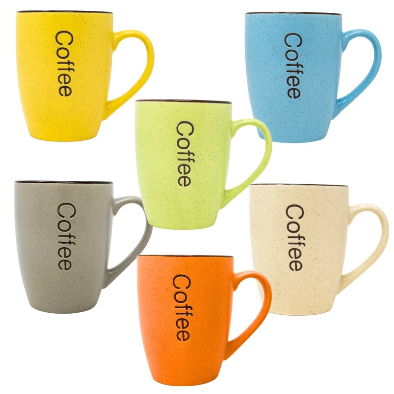 Set da 6 Mug Colorati 340 ml | Porcellana | Lavastoviglie e Microonde