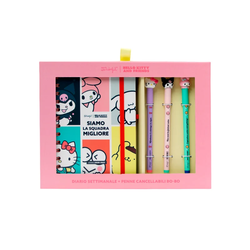 Diario 2026-27 piccolo Hello Kitty&Friends Settimanale + 3 Bo-Bo - Siamo la squadra migliore