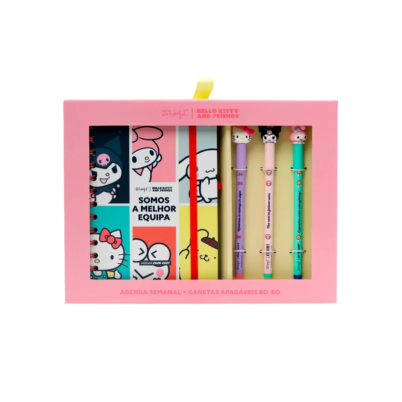 Agenda 2026-27 pequena Hello Kitty&Friends Semanal + 3 Bo-Bo - Somos a melhor equipa