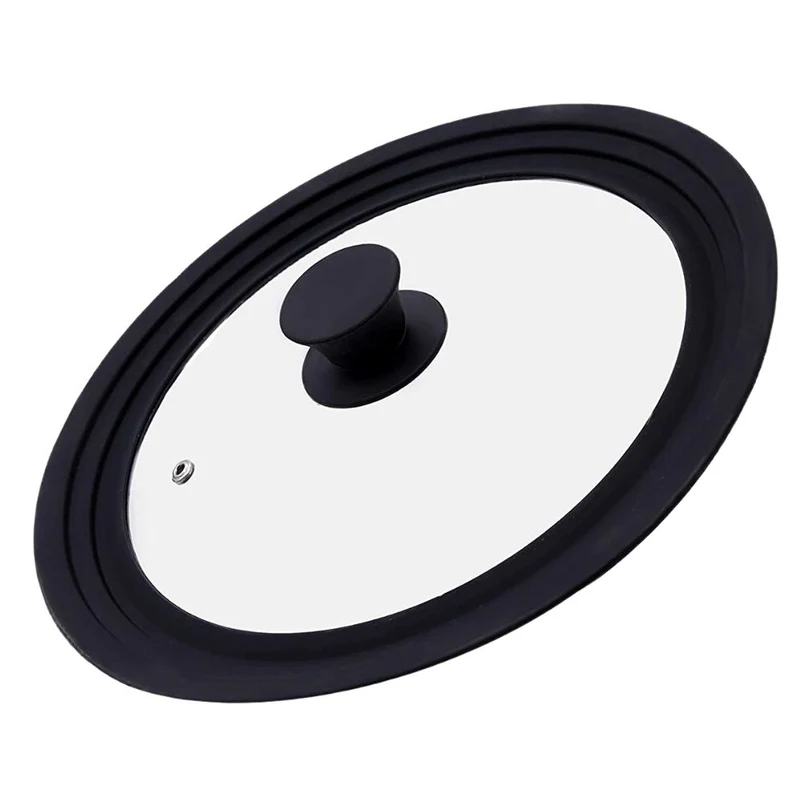 Coperchio Universale per Pentole – Vetro Temperato con Bordo in Silicone | Nero