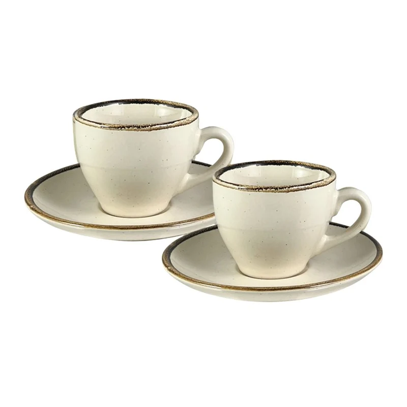 Set 2 Tazze Colazione con Piattino - Tazze tè | Crema