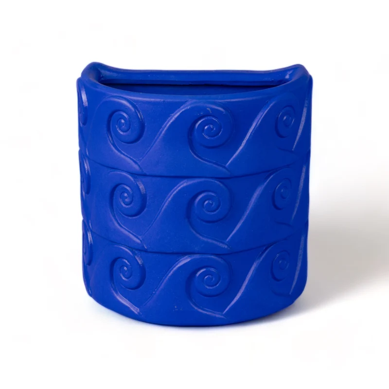 Terracotta Wall Vase Onde Blue
