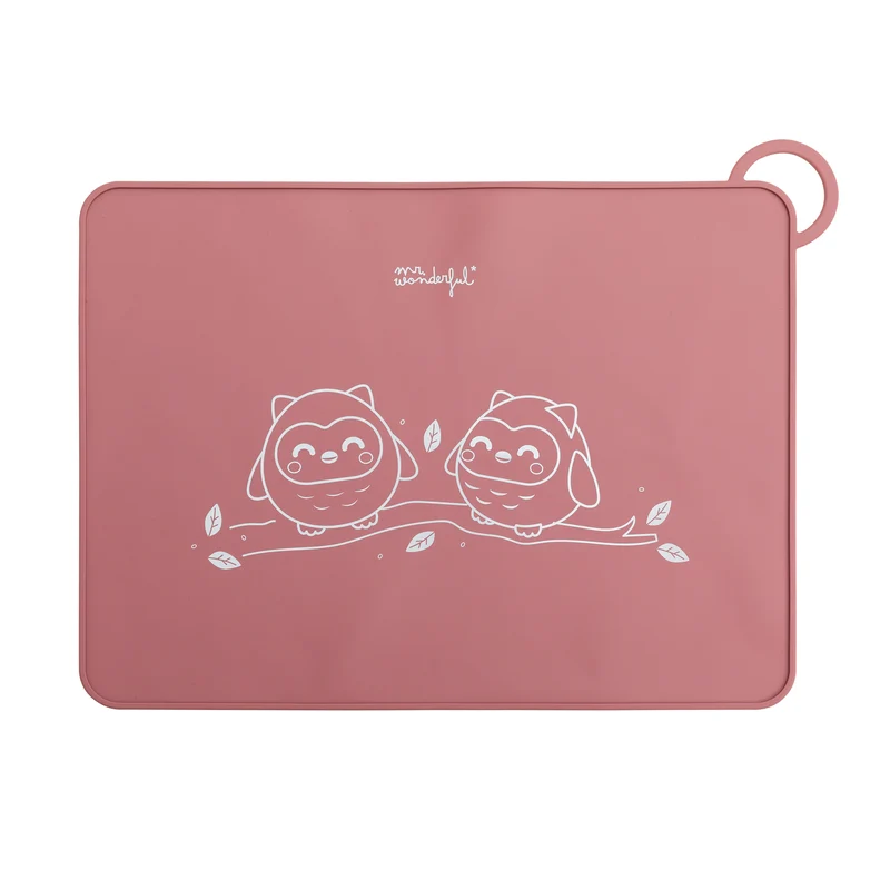 Salvamantel individual de silicona para bebés - Búho rosa