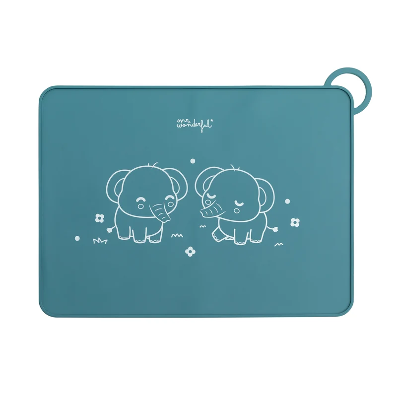 Salvamantel individual de silicona para bebés - Elefante azul