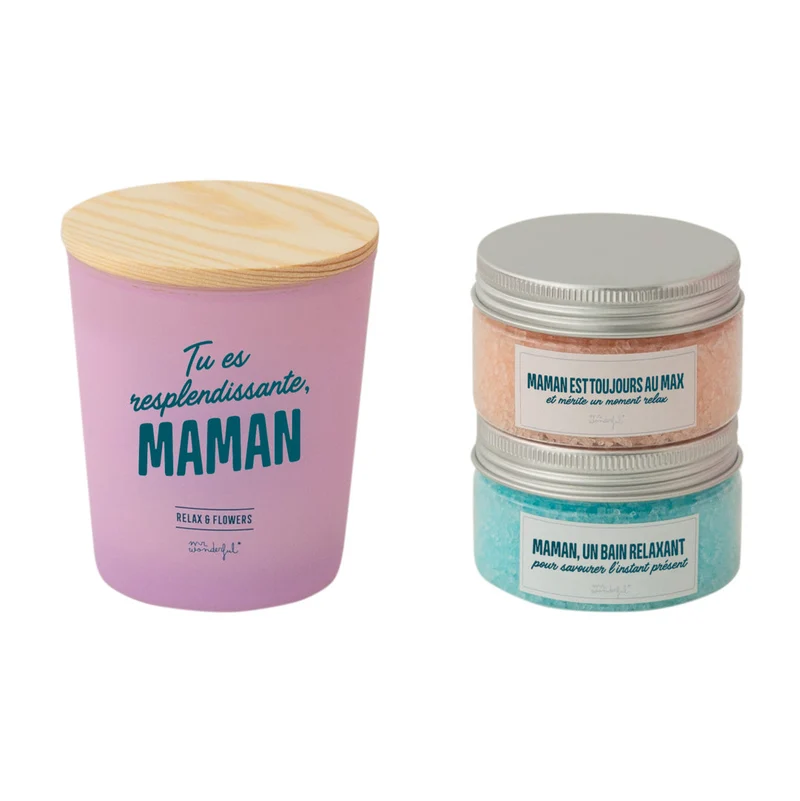 Kit pour dorloter maman - Sels de bain + bougie